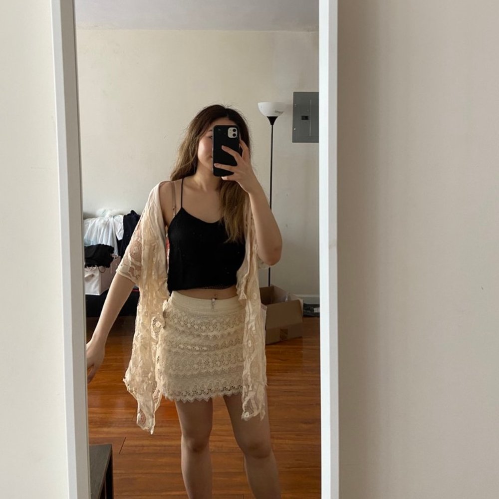 Urban Outfitters Boho Lace Cream Cardigan